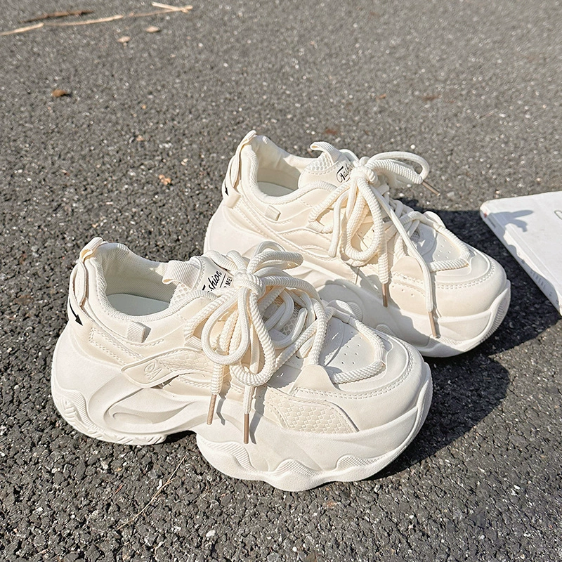 Папочка обувь женская 2024 весна лето новая взрывная сетевая обувь женская дышащая сетчатая обувь толстая подошва маленькая белая обувь спортивная обувь
