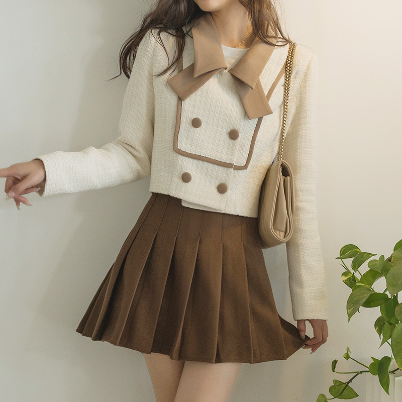 Cream Woolen Chanel Style Coat Autumn and Winter Short Casual Suit Small Coat High-grade Top