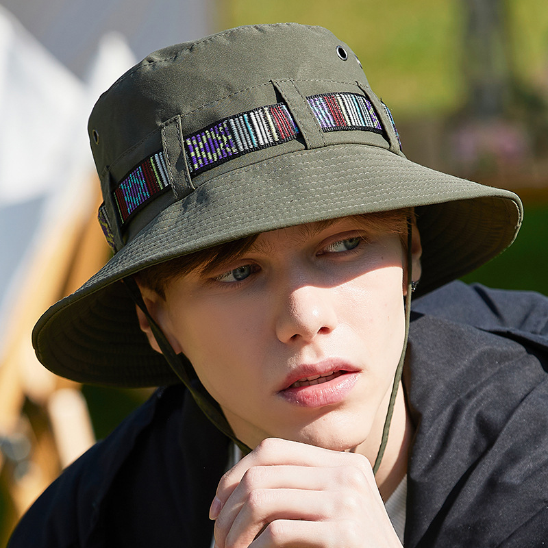 Chapeau d'alpinisme avec ruban pour hommes, chapeau de pêcheur Simple, pare-soleil attaché, coupe-vent, nouvelle collection printemps/été_voghion.com