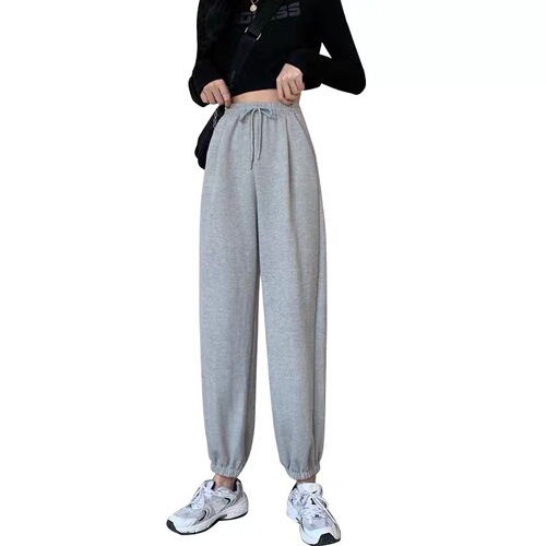 Gray sweatpants for women  new autumn black leggings casual velvet spring sweatpants