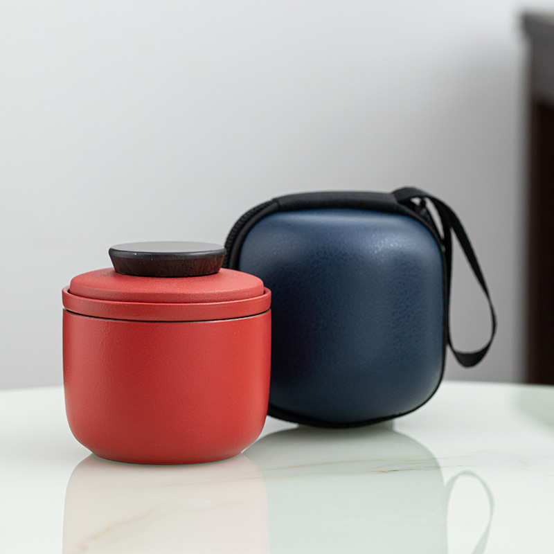 Mini pot, one cup, fast service cup, Japanese-style ceramic outdoor travel tea set, portable storage, office tea pot