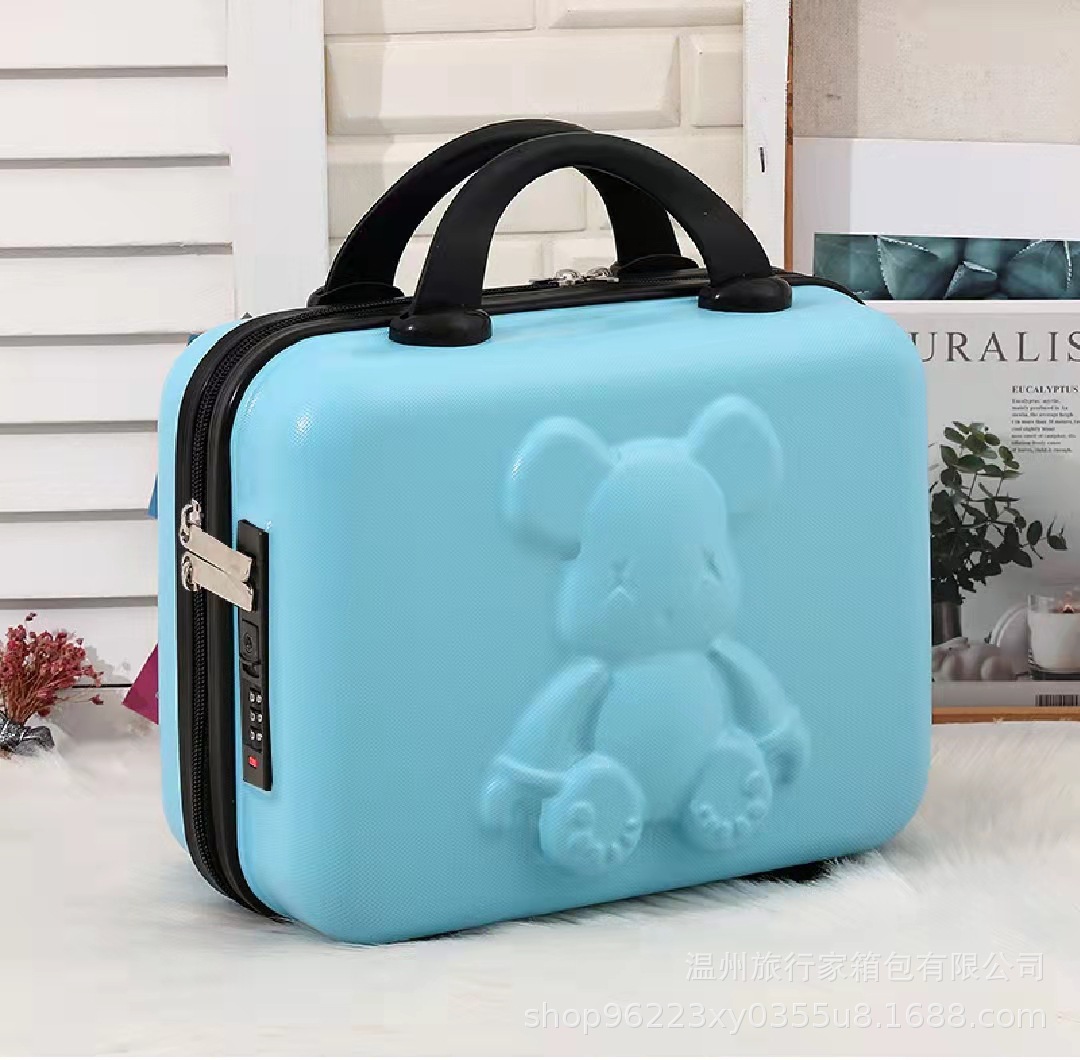 Maleta equipaje caso cosmético 14 pulgadas dibujos animados lindo oso contraseña bloqueo caja de almacenamiento mano regalo oso caja