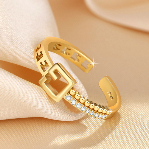 Light luxury G letter open ring female niche design ins trend cold style fashion personalized index finger ring gold-plated ring
