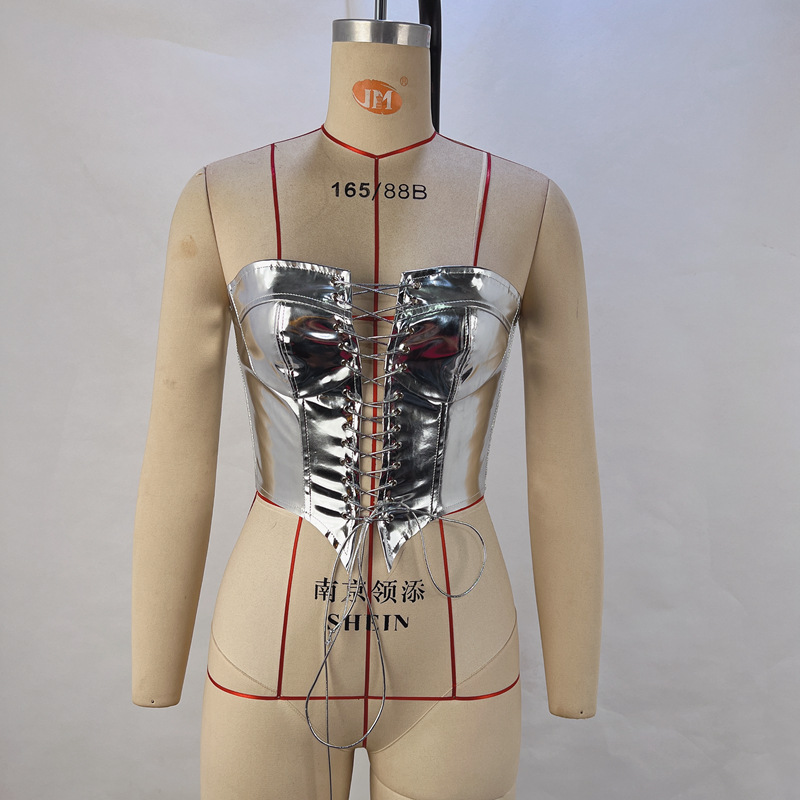 Top Corto Sexy con Cordones de Moda Europea y Americana 2024, Top Corto Ajustado con Cintura Entallada y Estilo Cardigan