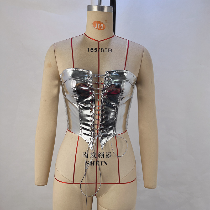 Cross-Border European and American Clothing 2024 Trendy and Sexy Lace-Up Hot Girl Tops Waist Cardigan Slimming Look Vest