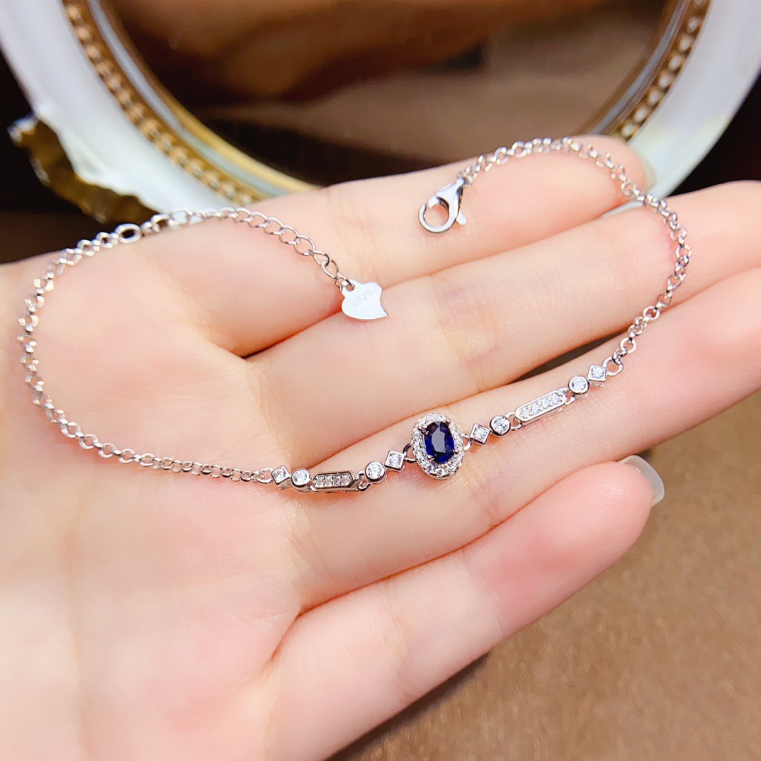 跨境专供天然星光蓝宝石手链轻奢高级感手链珠串3*5mm新款手饰