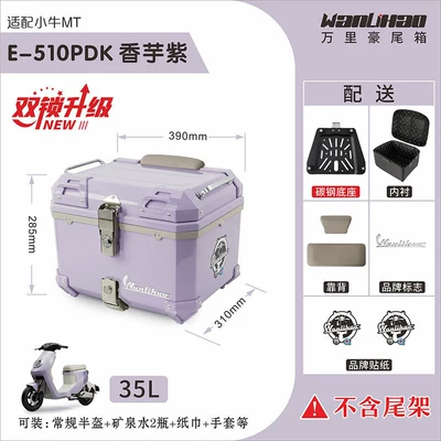 Motorcycle trunk: of Maverick MT electric motorcycle - double-lock-maverick-mt-taro-purple-510p-double-gray-backrest-lining