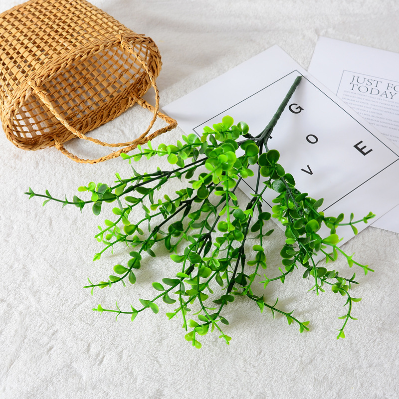 Cross-border Eucalyptus Leaf Plastic Money Grass Home Decor Bouquet Wholesale Artificial Plant Wall Decor