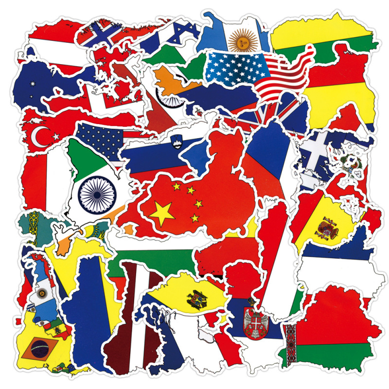 50 World Map Puzzle Stickers Children's Intelligence Development Luggage Stationery Decoration sticker Cross Border