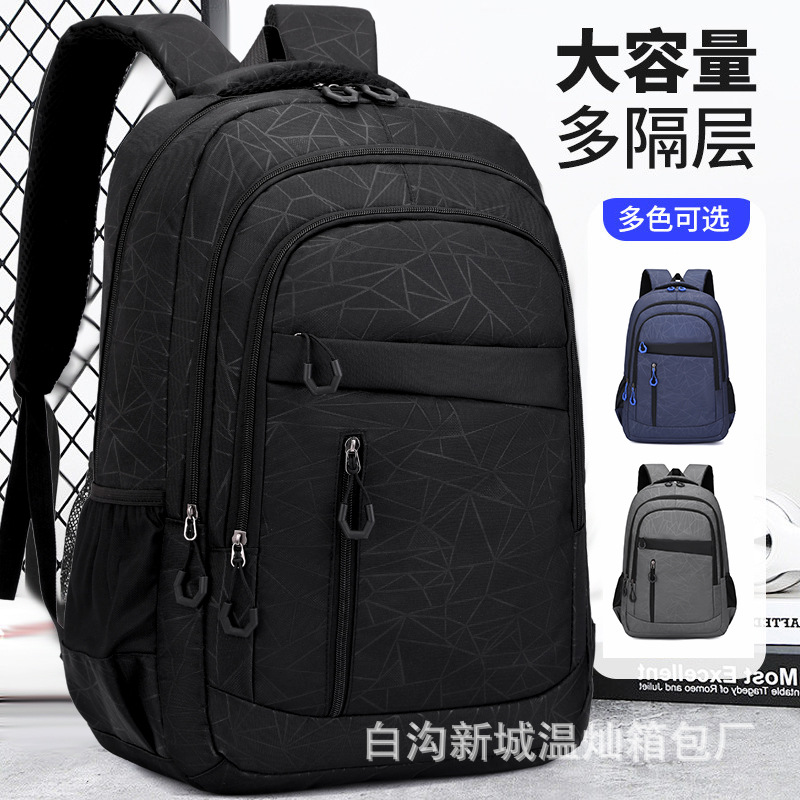 Wholesale Cross-Border Printed Logo Casual School Bags for Middle and High School Students, Men's and Women's Backpacks, Large Capacity Backpacks, Men's Computer Bags