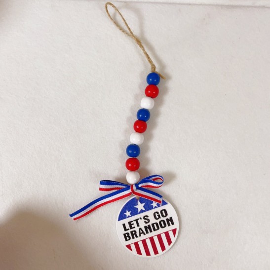 Día de la Independencia de los Estados Unidos bandera de cuentas DiDi color perlas de madera de caña colgante de decoración de ambiente interior