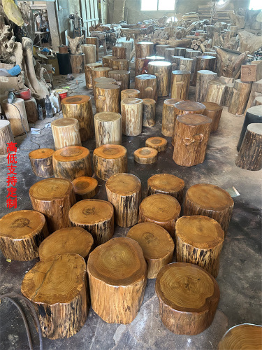 Root carving stool solid wood pedestal log stump base coffee table tea table large board stand wooden round log stool