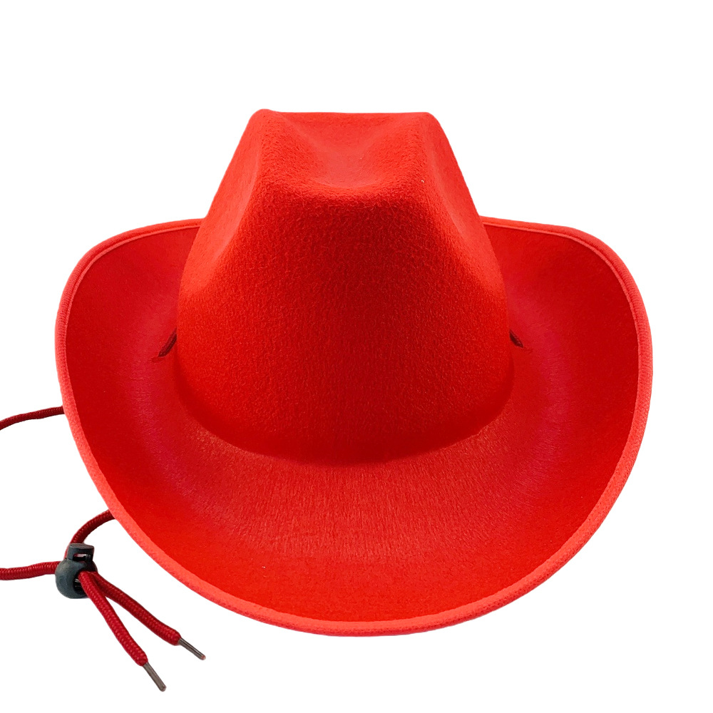 Sombrero de Vaquero Occidental de Fieltro, Borde Ancho y Enrollado para Fiestas