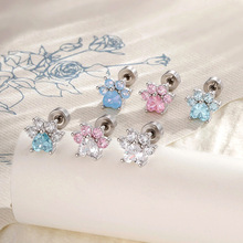 亨森新款少女微镶锆石猫爪可爱甜美软骨耳钉高级感穿刺耳饰