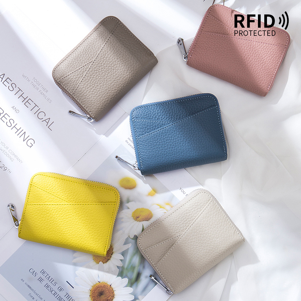 日本式オルガンマルチカードカードバッグrfid大容量小銭入れジッパーカードカバー男女硬貨カバン本革