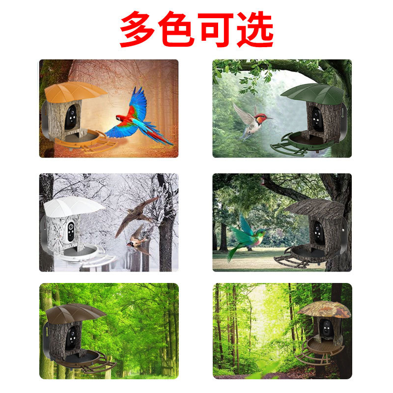 Nueva monitoreo alimentador inteligente AI pájaro identificación batería Cámara al aire libre impermeable solar Cámara