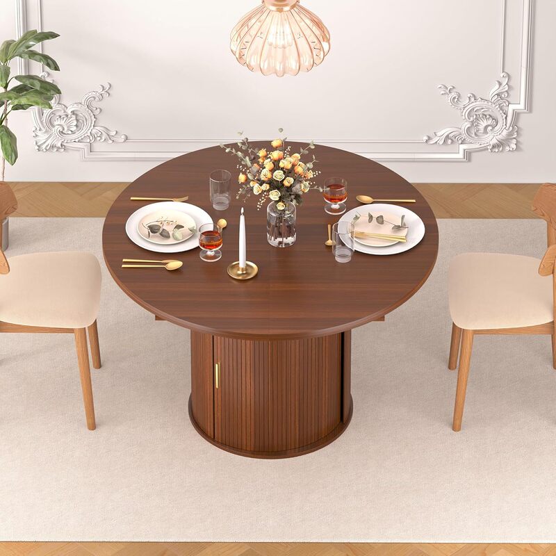 Medieval modern country-style dining room kitchen wooden oval dining table, extendable round dining table