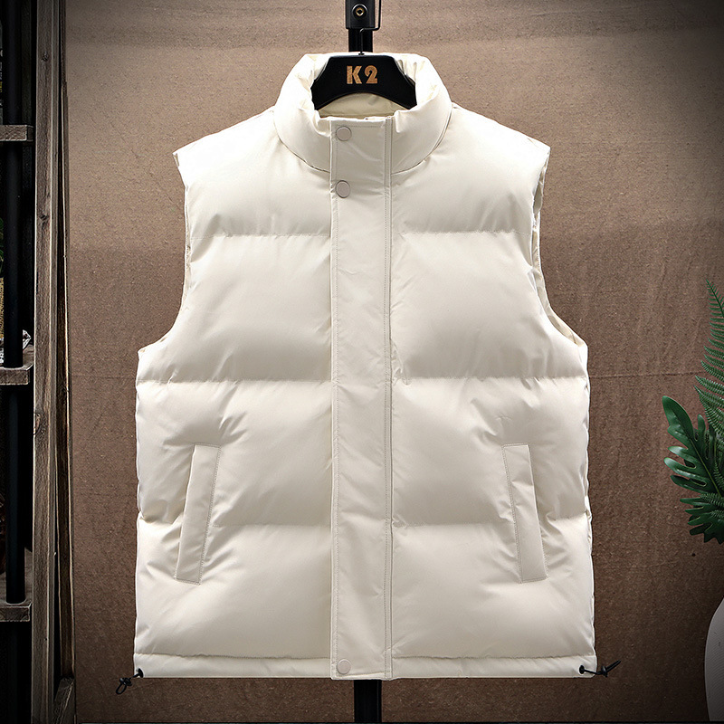 Young Men's Cotton Vest with Stand Collar, Simple and Thickened, Plus-Size Cotton Jacket, Versatile Warm Cotton Vest for Cross-Border Sales Young Men's Cotton Vest with Stand Collar, Simple and Thickened, Plus-Size Cotton Jacket, Versatile Warm Cotton Vest for Cross-Border Sales