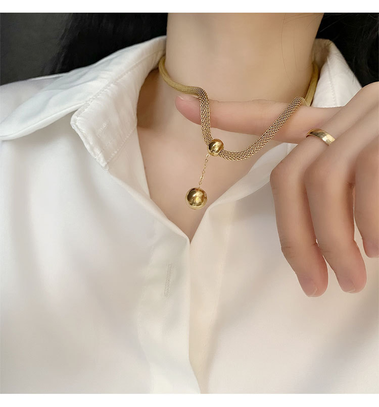 Daily Occasion 304 Stainless Steel Material Ball Pattern Vacuum Plating Real Gold Plated 18K Gold Gold Plating Silver Plated Ball 304 Stainless Steel Fashion Waterproof Non Tarnish Titanium Steel Pendant Necklace