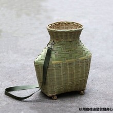 手工竹编垂钓鱼篓采摘篓黄鳝篓仿旧虾笼舞台道具竹篓竹筐新款包邮