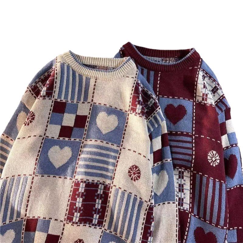 Suéter de cuello redondo para hombre otoño e invierno abrigo casual patrón de onda costura suéter de marca de moda 2023 nuevo suéter de punto