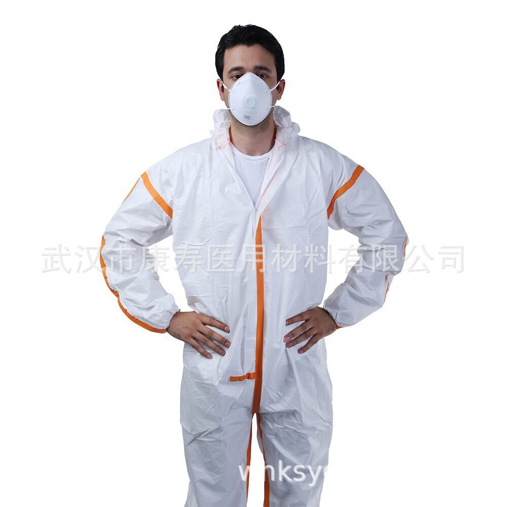 厂家一次性卫生防护服隔离衣透气膜无纺布隔离连体服 贴条防护服