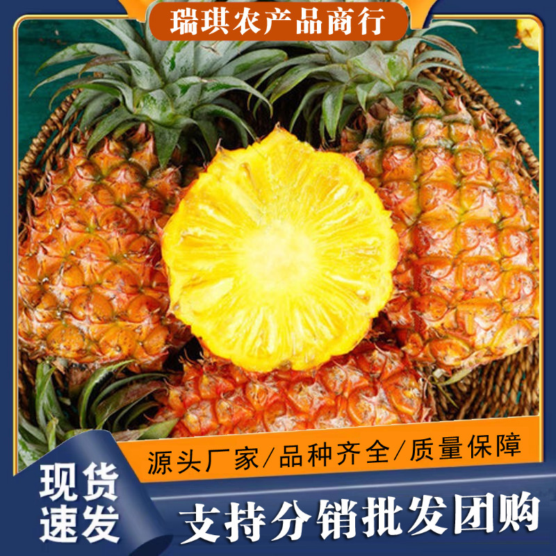 Guangdong Fragrant Pineapple 5kg Fresh Seasonal Fruit, Crispy and Sweet, with Skin, Hand-Peeled Pineapple, Golden Diamond Pineapple, Whole Box