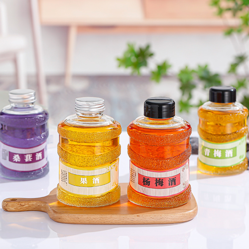 玻璃酒瓶饮料瓶泡茶奶茶用果酒杨梅桑葚青梅空瓶食品级果酒专用