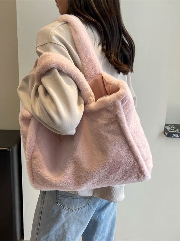 ぬいぐるみバッグ女性の毛毛バッグは、バッグの大容量の毛がふわふわしている2023秋冬の新しいファッションバッグです|undefined