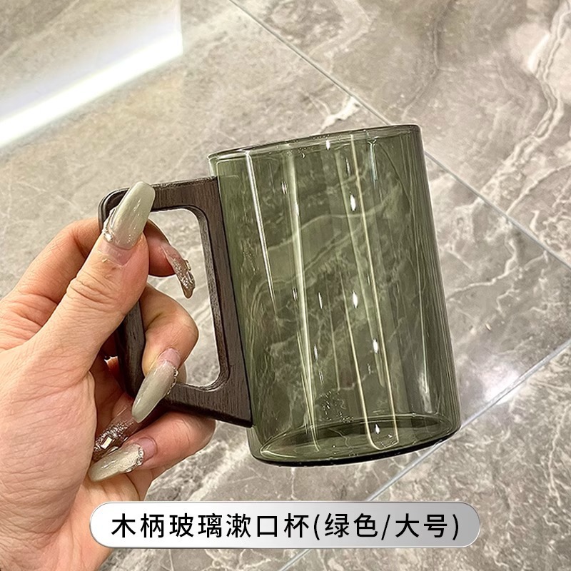 中式复古木柄高级感木质托盘刷牙杯漱口杯扩香器情侣对杯|undefined