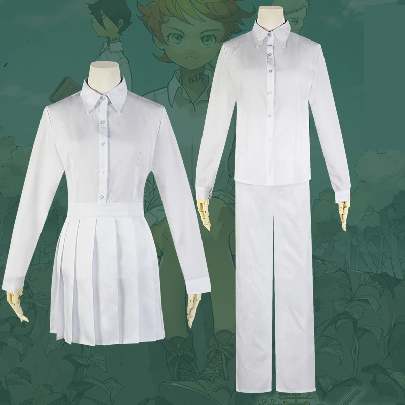Согласовано Neverland COS Мужчины и женщины белые рубашки Эмма Норман Рэй косплей аниме костюм женская одежда
