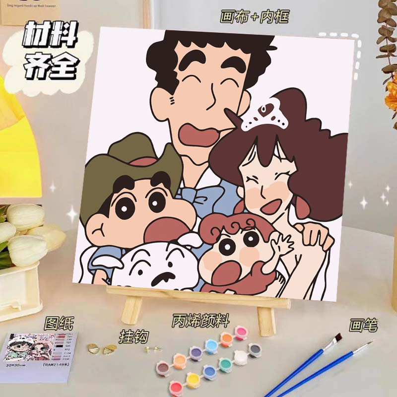 Pintura al óleo digital de bricolaje, dibujos animados para niños, pinturas para colorear hechas a mano, lindos puestos de animación curativos, comercio exterior transfronterizo