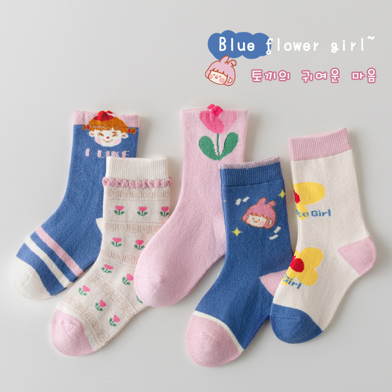 Durian 2023 autumn and winter children's socks wholesale autumn cartoon cute flowers big children's cotton socks baby socks wholesale