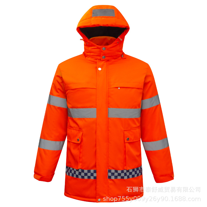 Invierno impermeable y a prueba de viento, trabajo al aire libre, calefacción eléctrica, ropa de servicio con tiras reflectantes, uniforme de algodón con calefacción inteligente de ocho distritos