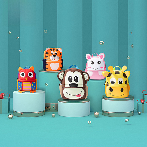 Children's Kindergarten School Bag Student Cartoon Cute Dual Shoulder Backpack Animal Diving Material School Bag Factory Wholesale