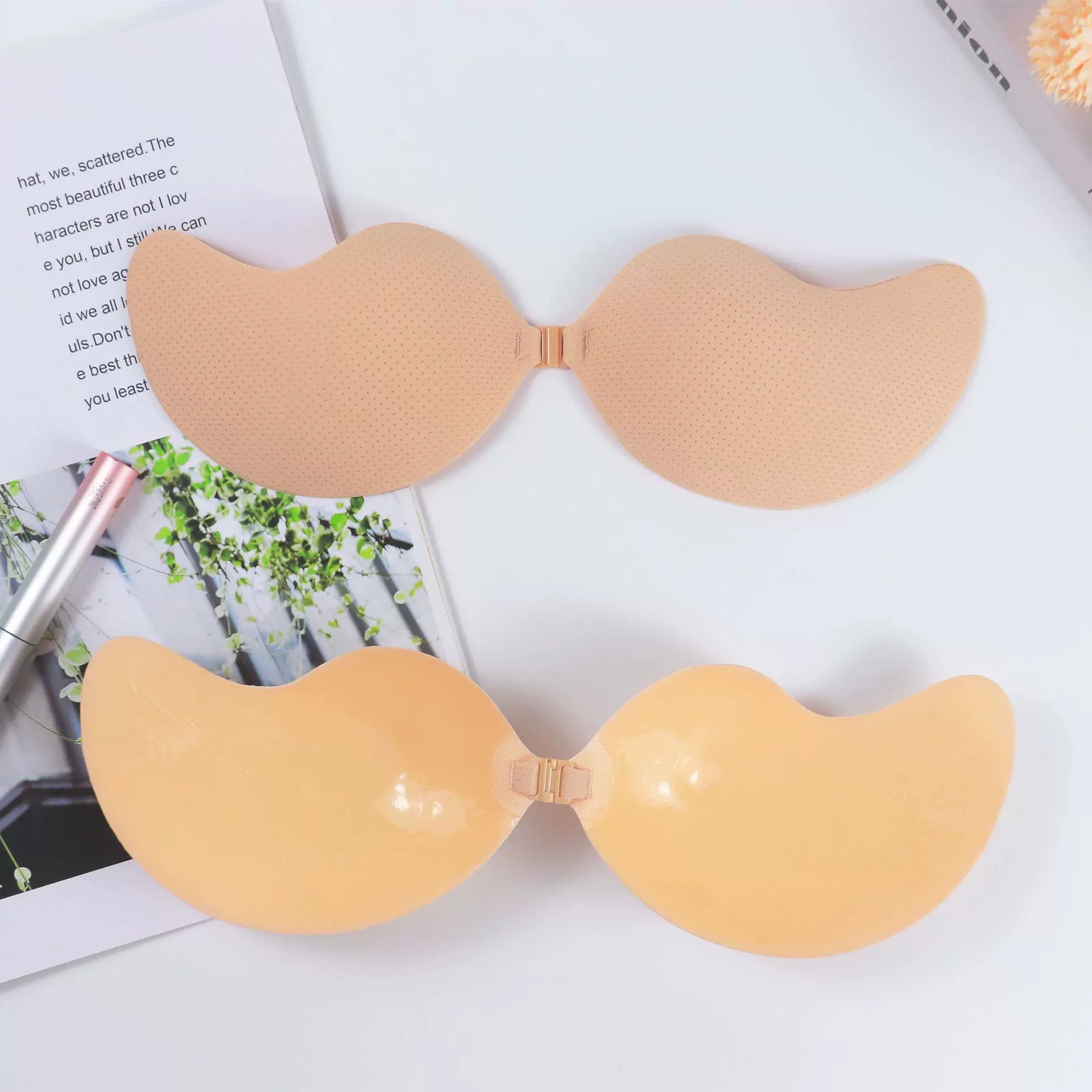 网眼布手刷胶芒果杯胸贴聚拢小胸加厚内衣隐形薄款透气防走光文胸