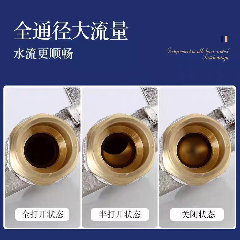 純銅球芯角弁大流量全銅ガス給湯器冷水球四分球弁全開通径|undefined