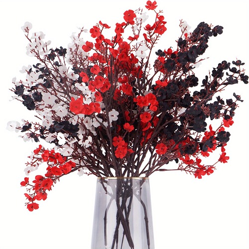 Hot-selling 5-prong starry wax plum bouquet—artificial flower wedding hand-tied bouquet for home decor, scene setting, and floral arrangements.