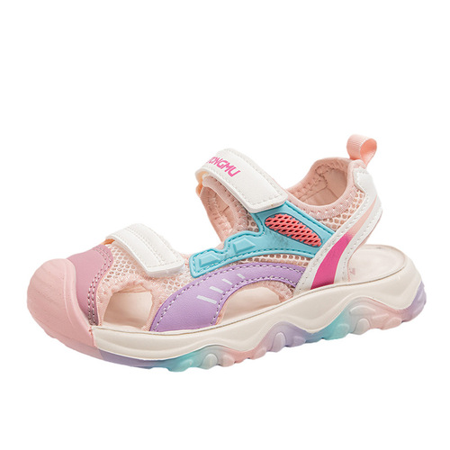 Boys' and Girls' Fashion Cap Toe Sandals with Hook and Loop Outdoor