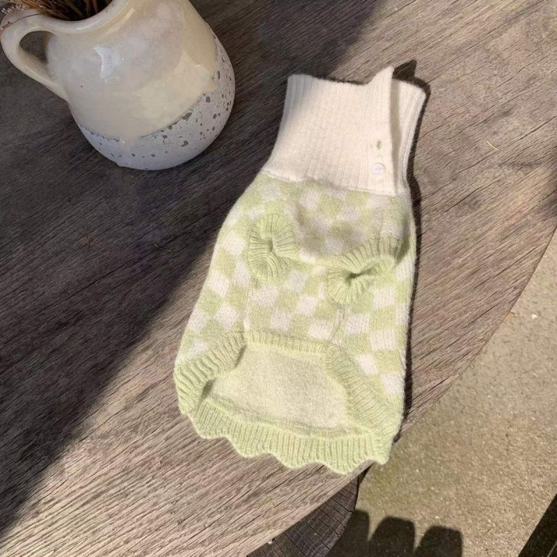 개와 고양이를 위한 애완동물 체커보드 스웨터 라펠 캐시미어 스웨터