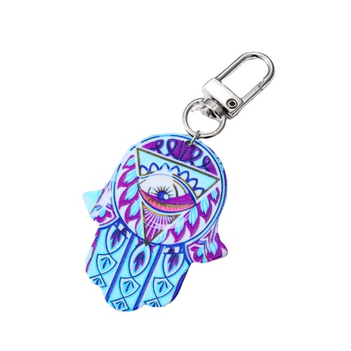 Retro ethnic tribal style keychain, plate devil eye pendant, painted ornaments, exclusively for cross-border supply