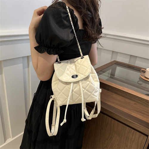 Korean style casual aesthetic chain portable small backpack 2024 spring and summer new style foreign style personality single shoulder cross-body backpack