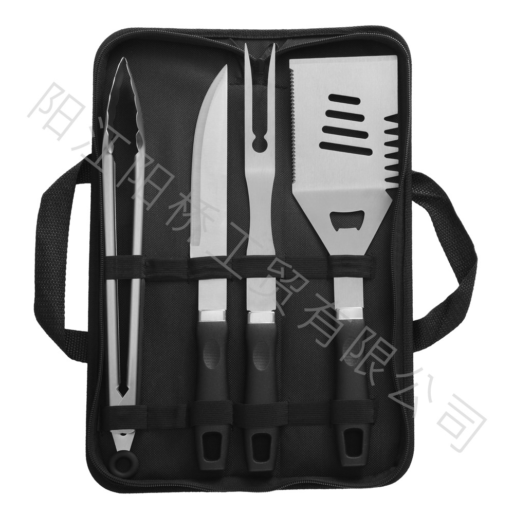 Amazon Cross-border Hot Sale Acero inoxidable Set de parrilla de barbecue al aire libre mango de plástico horquilla de parrilla