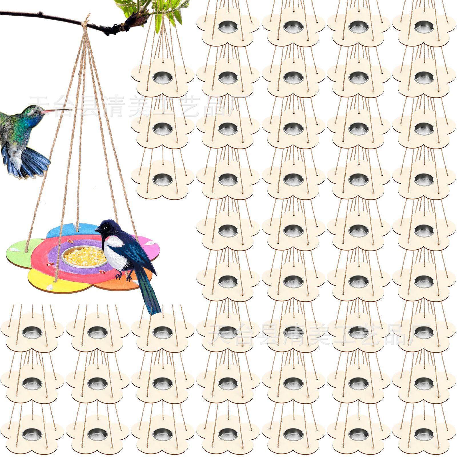 Alimentador de flores de madera, bandeja de madera, artesanía, kit de pintura de madera de bricolaje, juguete al aire libre, regalo de fiesta