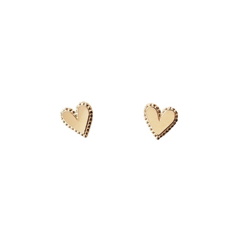 S925 sterling silver gold-plated Japanese and Korean exquisite cake edge mini love earrings temperament simple earrings for women