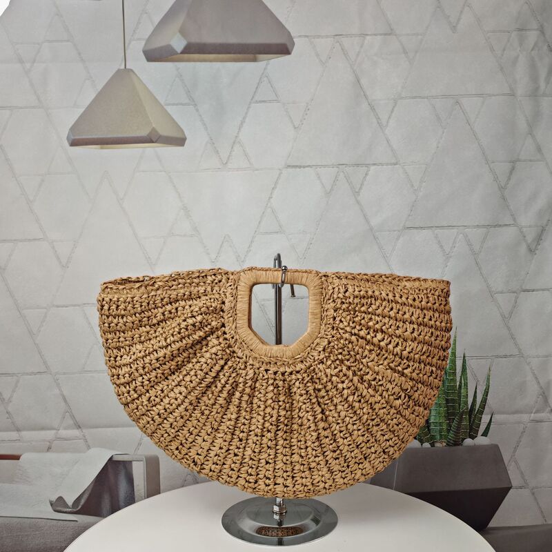 Daifa Wholesale Woven Straw Bag Women's Large Capacity Hand Carrying All-match Portable Seaside Holiday Beach Bag Moon Bag