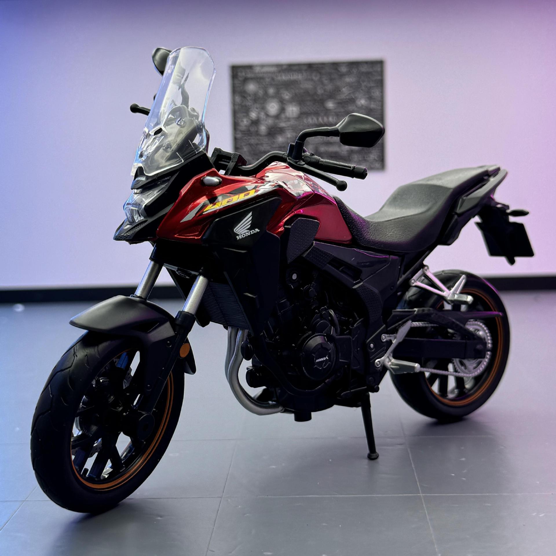 Modelo de coche de color ámbar 1:12 Honda CB400X motocicleta de aleación coche de juguete deslizante modelo de luz silenciosa