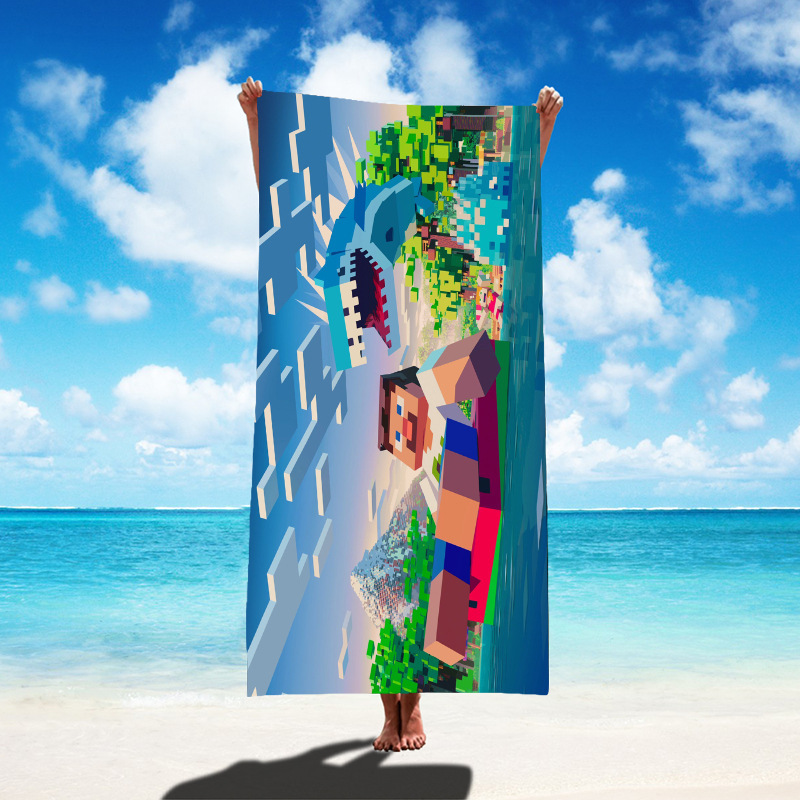 My world new cartoon game children's beach towel new beach towel bath towel towel quick-drying absorbent