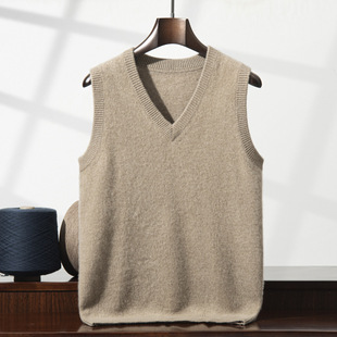 Seven-pin Double-stranded Thickened Men's V-neck Autumn and Winter Cashmere Vest Waistcoat Business Casual Sleeveless Sweater Knitted Vest