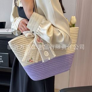 Large Capacity Woven Bag Women's 2024 New Arrival Fashionable All-Match Crossbody Bag Women's Instagram Style Shoulder Tote Beach Bag for Women